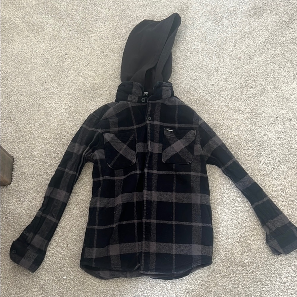 Kids Volcom Black and Gray Plaid Jacket